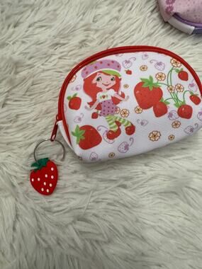 Shortcake coin purse keychain with strawberry charm super cute